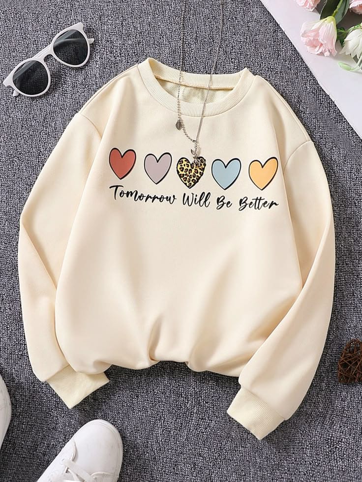 Tomorrow Will Be Better Hearts Sweatshirt - Cream