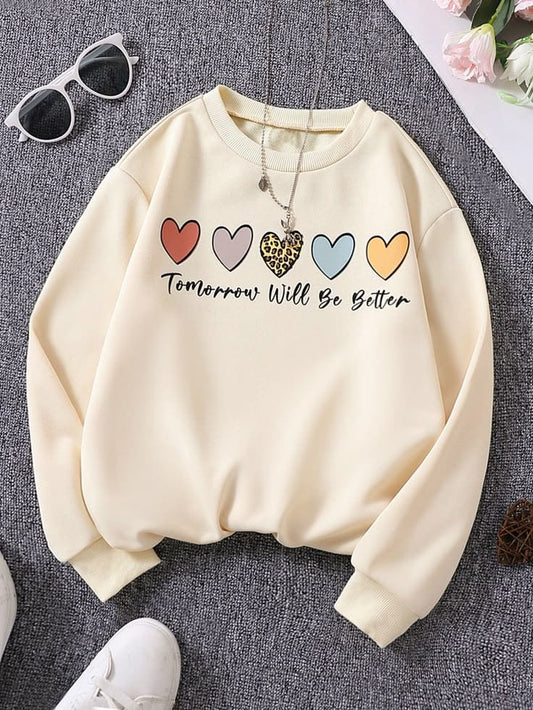 Tomorrow Will Be Better Hearts Sweatshirt - Cream