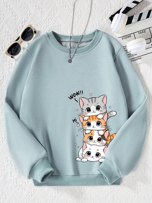 Cats Wow Sweatshirt - Mint Green