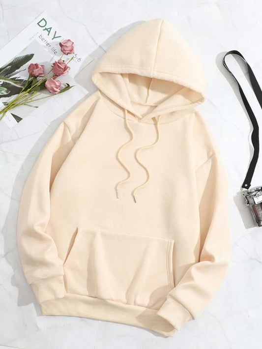 Plain Basic Hoodie - Cream