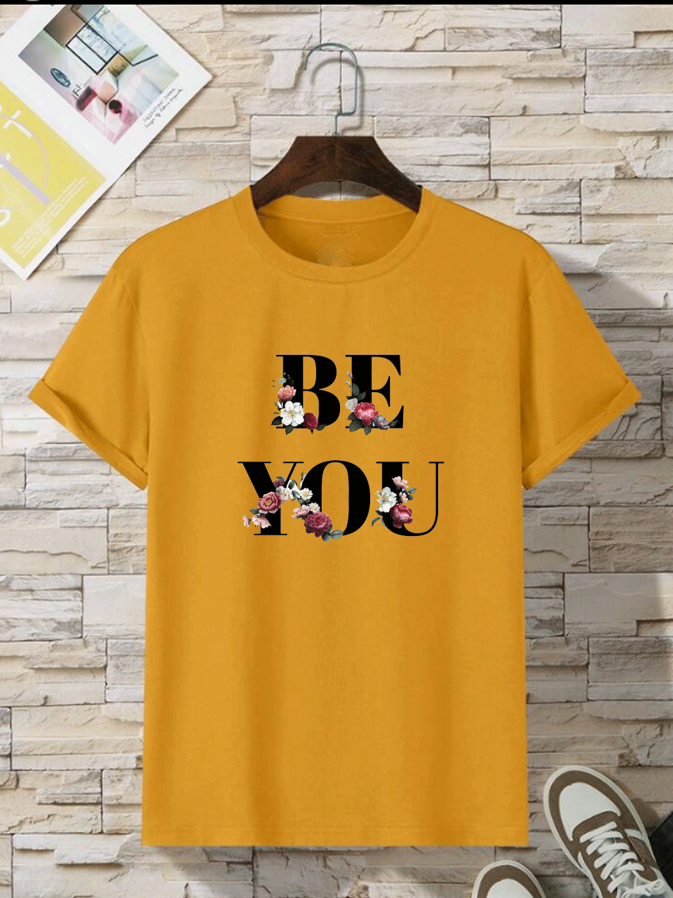 Be you Printed Tshirt - Mustard