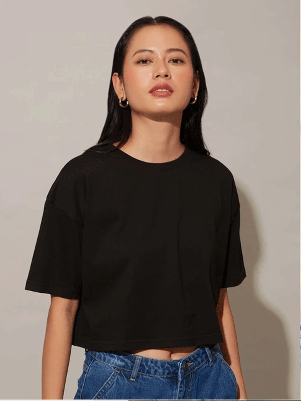 Black Basic Crop Tshirt