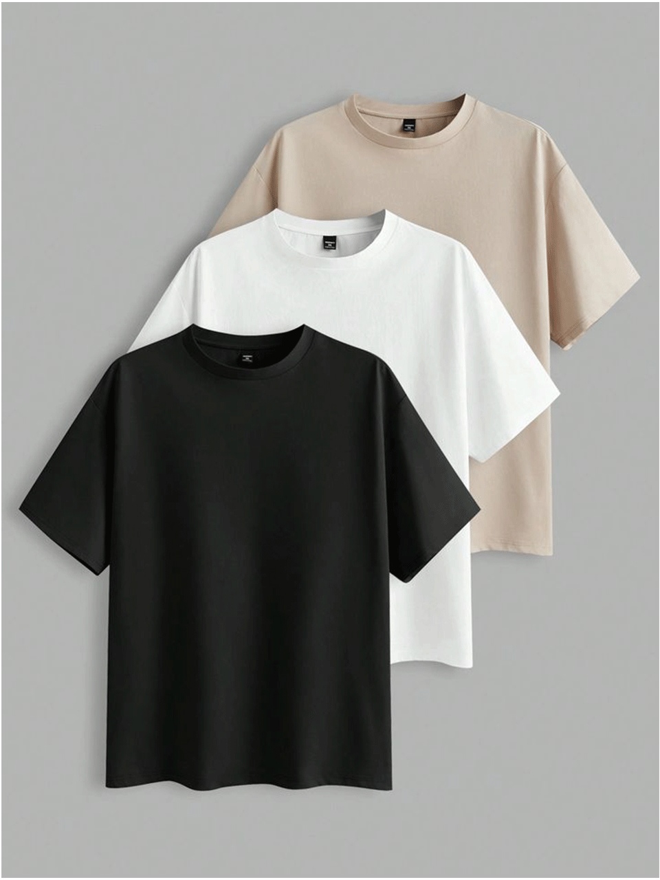 Pack of 3 Basic Tshirts - Skin-White-Black