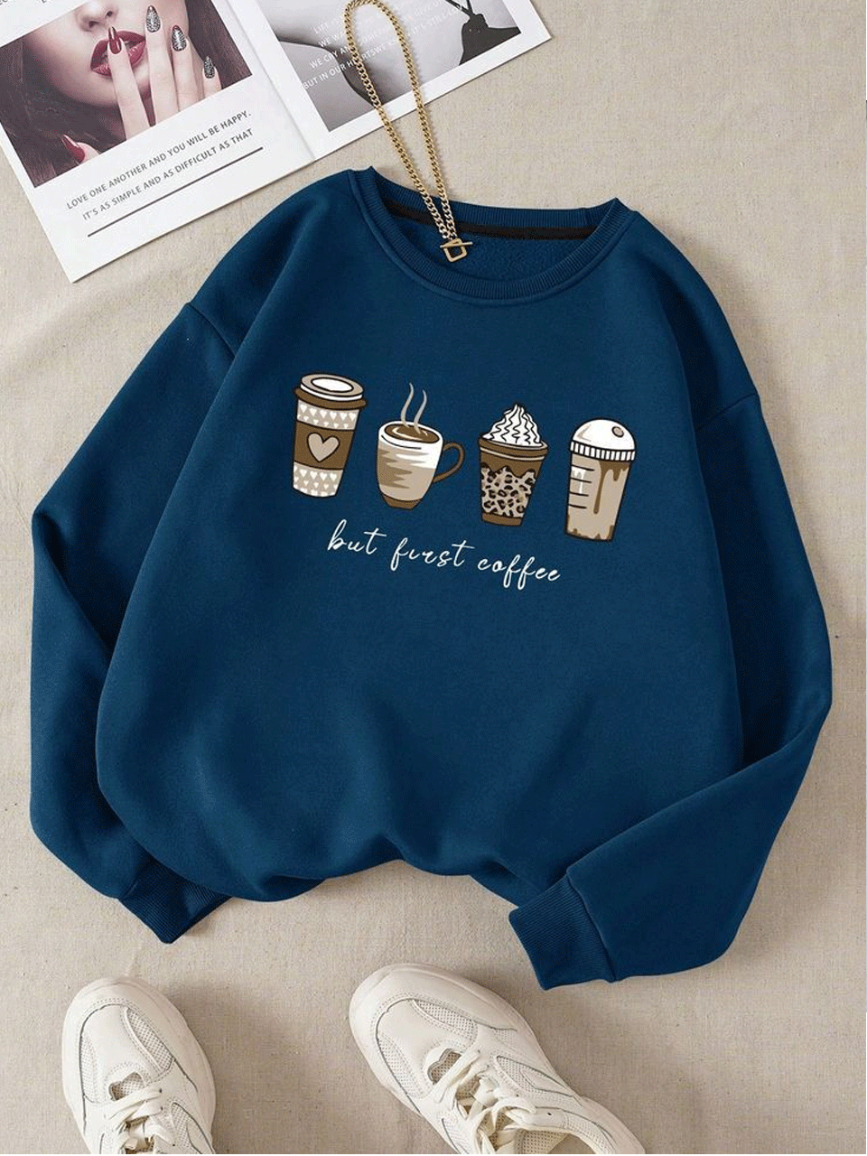 Coffee Sweatshirt - Petroleum Blue