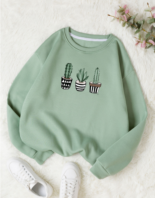 Cactus Sweatshirt -Mint Green