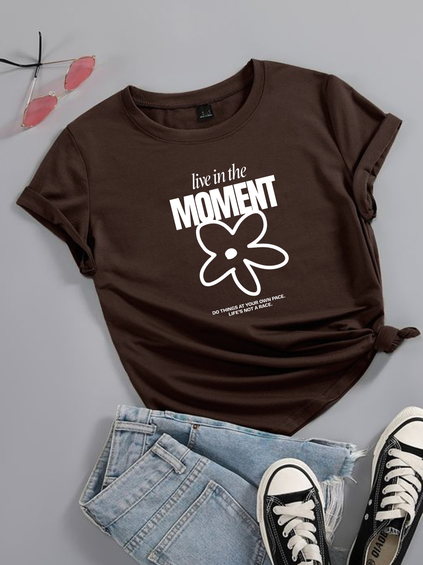 Live In the Moment Brown Tshirt