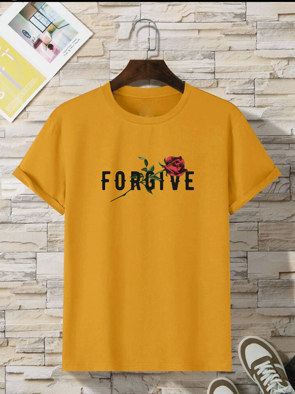 Forgive Printed Tshirt - Mustard