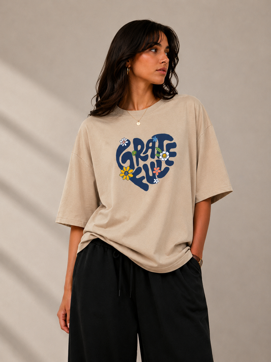Grateful Oversized Tshirt - Beige