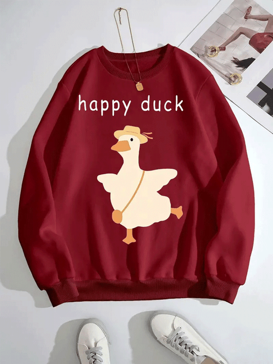 Happy Duck Sweatshirt - Maroon