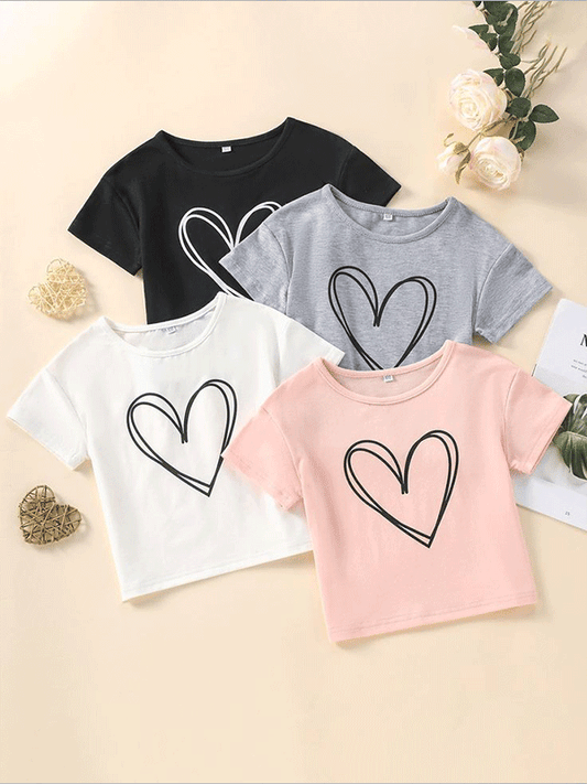 Crop Tshirt Heart Outline