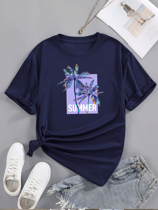 Summer Palm Navy Tshirt