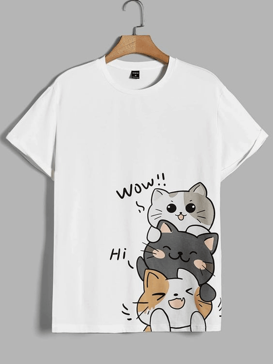 Cat Hi Tshirt -White