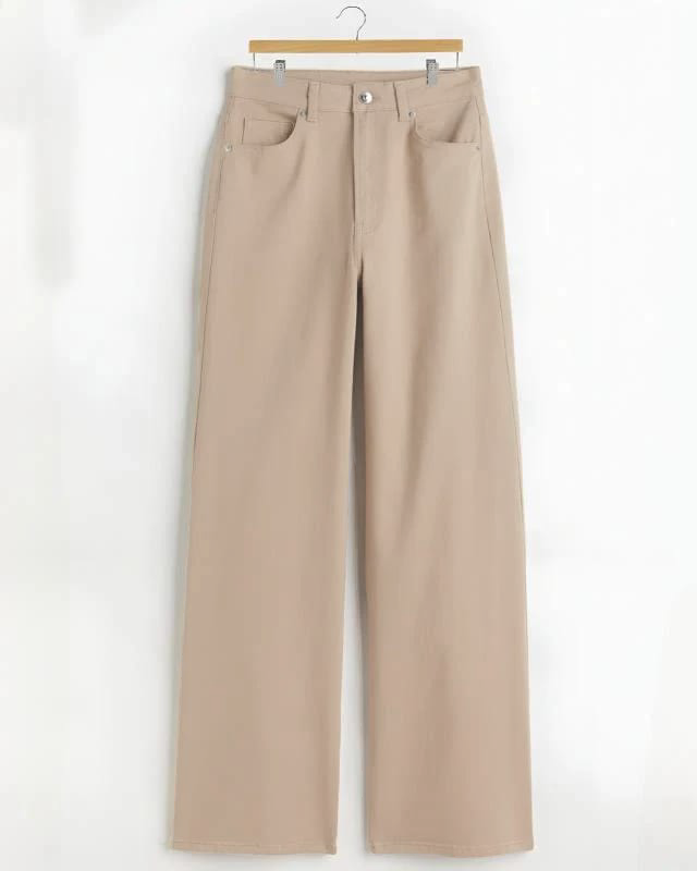 Wide Leg Jeans - Beige