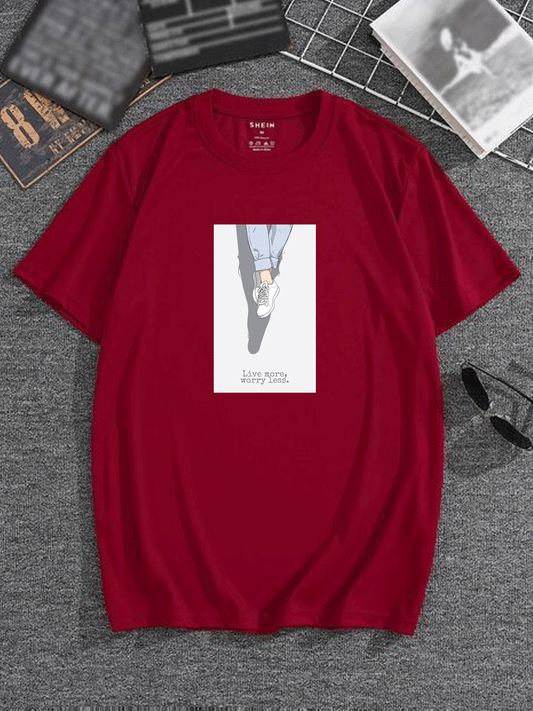 Live more Wory Less Tshirt - Maroon