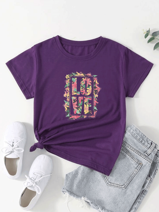 Love Printed Tshirt - Purple