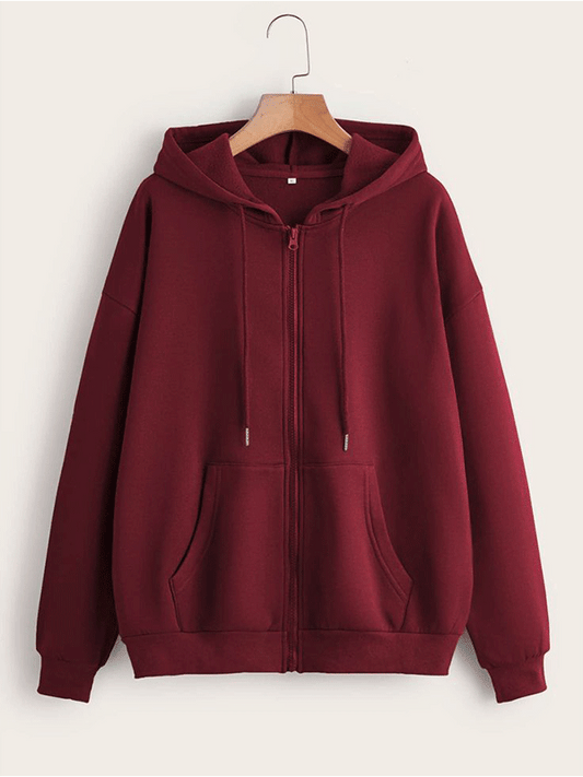 Zipper Hoodie Jacket - Maroon