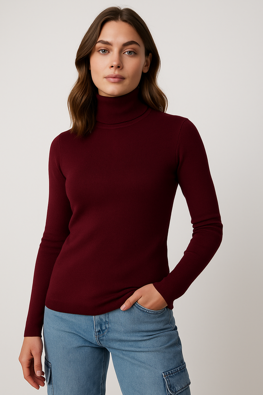 Maroon Turtle Neck for Women