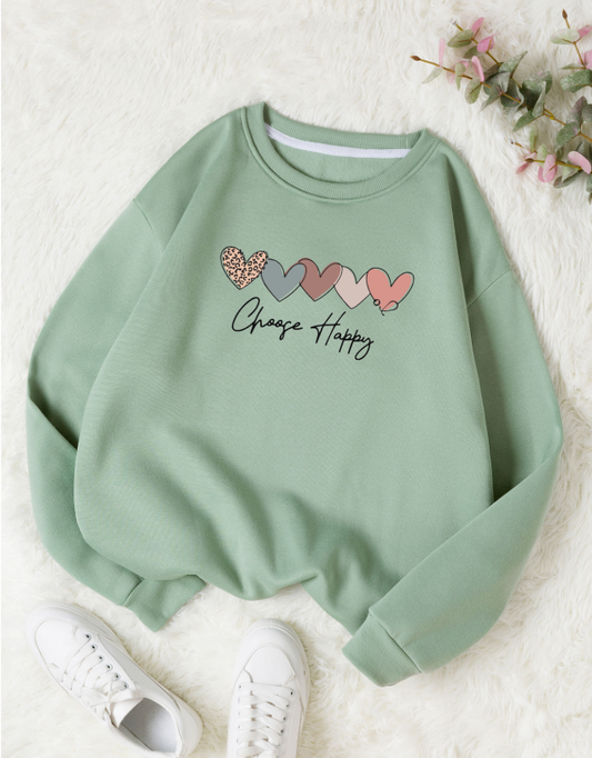 Choose Happy Sweatshirt - Mint Green