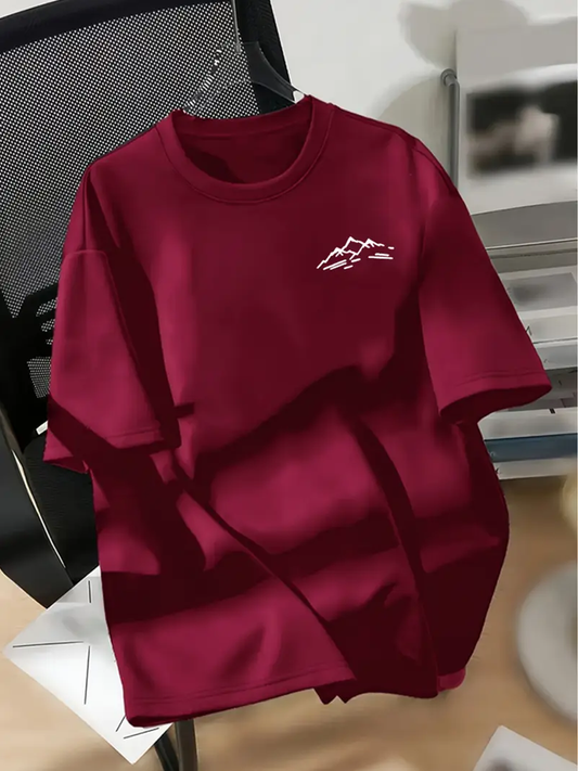 Mountains Oversized Tshirt - Maroon