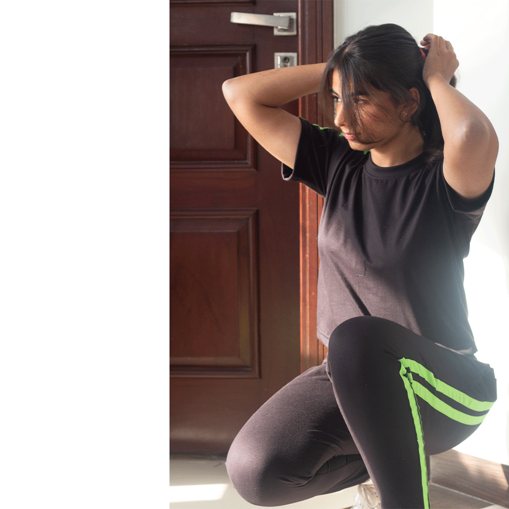 Neon Striped Crop Tracksuit