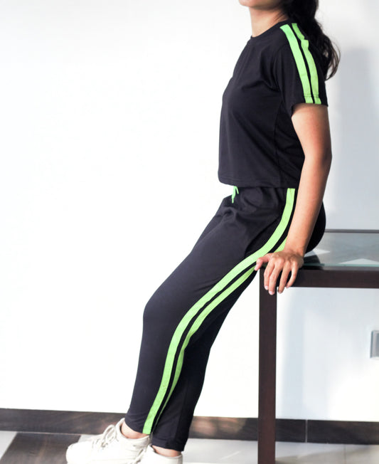 Neon Striped Crop Tracksuit
