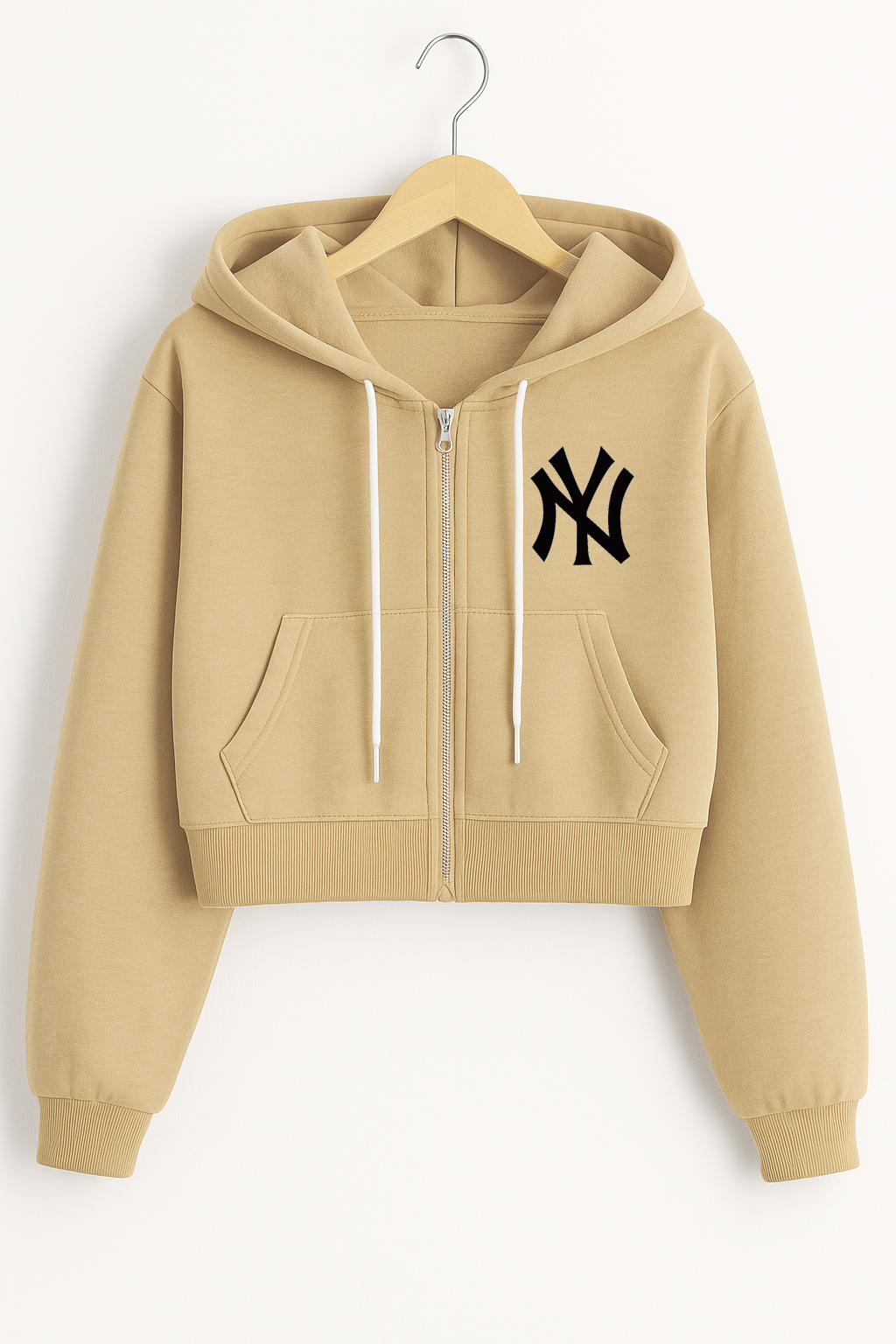 NY Sand Brown Crop Zipper
