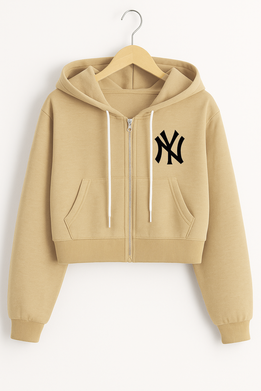 NY Sand Brown Crop Zipper