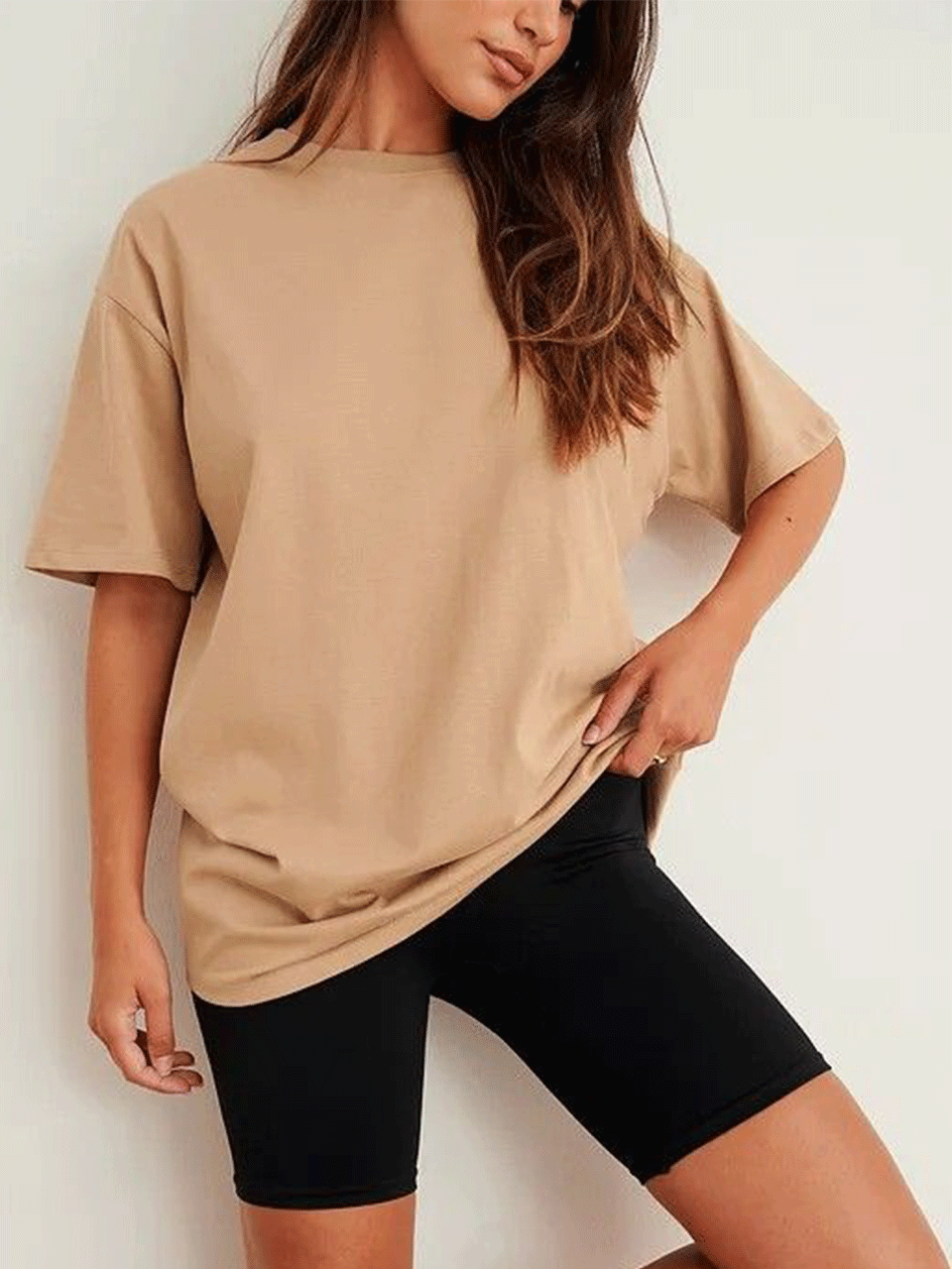 Beige Drop Shoulder Tshirt