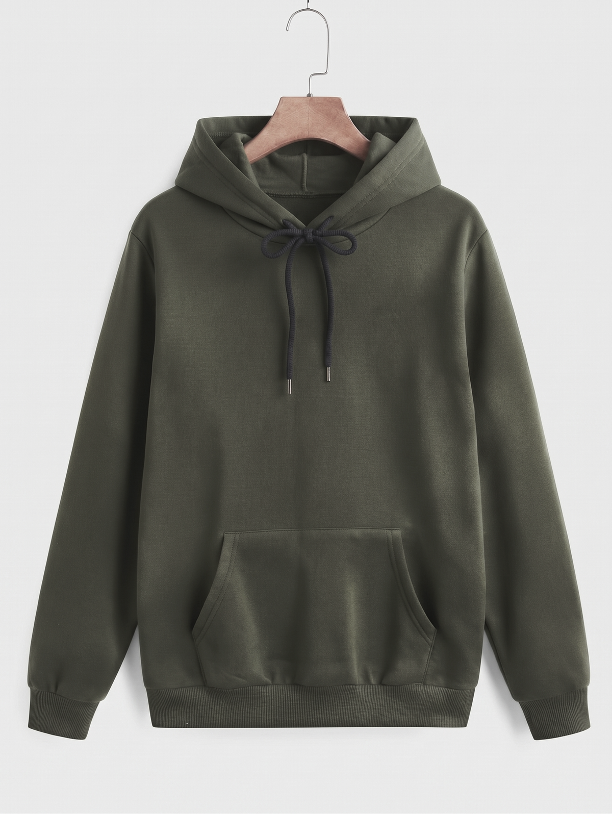 Plain Basic Hoodie - Olive