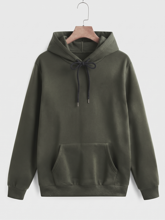 Plain Basic Hoodie - Olive