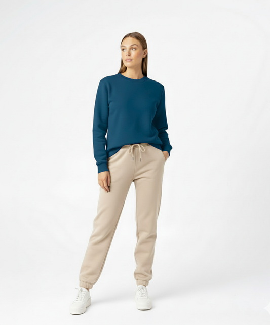 Solid Petroleum Blue Beige Tracksuit