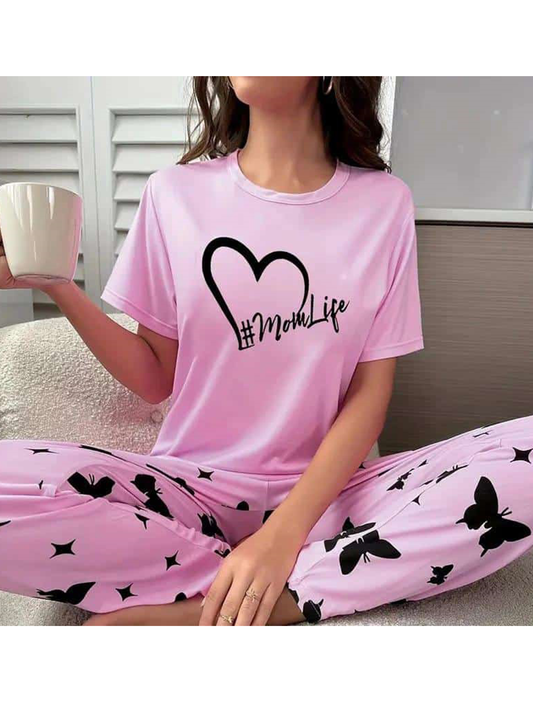 Pink Butterfly Cotton Nightwear
