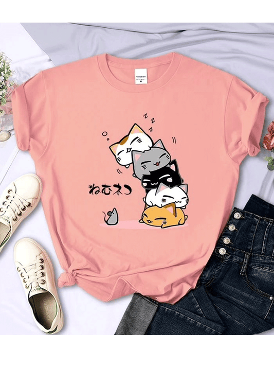 Sleeping Cats Tshirt - Pink
