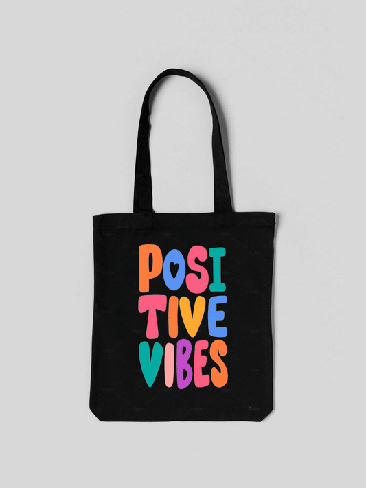 Positive Vibes Tote Bag - Black