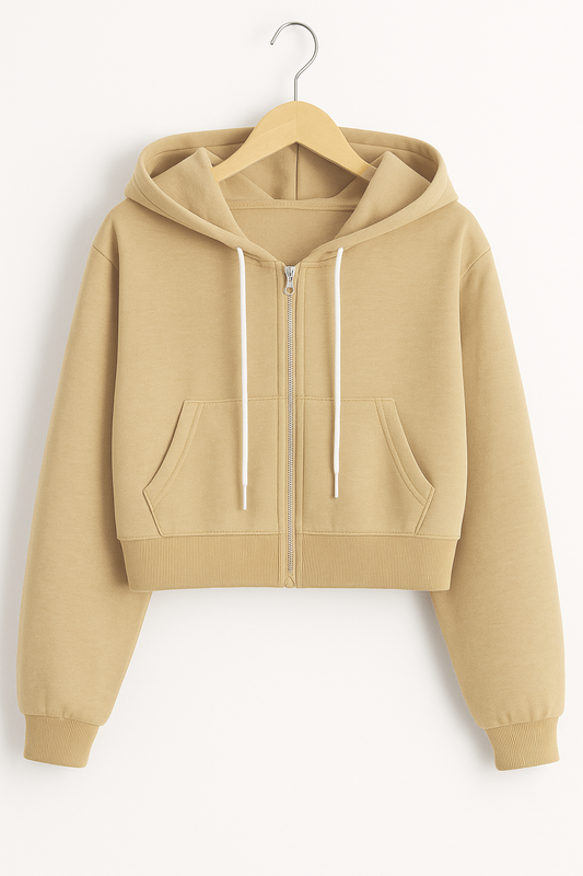 Sand Brown Crop Zipper
