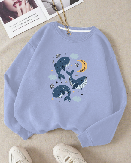 Whale Sweatshirt - Sky Blue