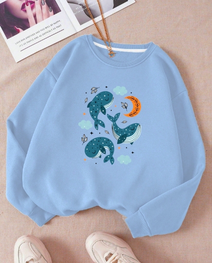Whale Sweatshirt - Sky Blue