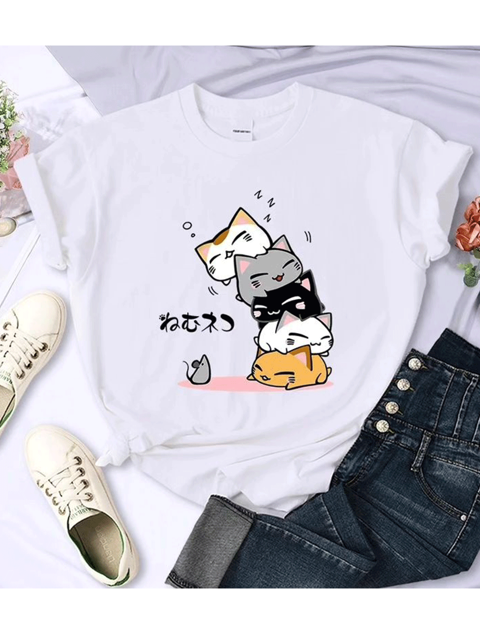 Sleeping Cats Tshirt - White