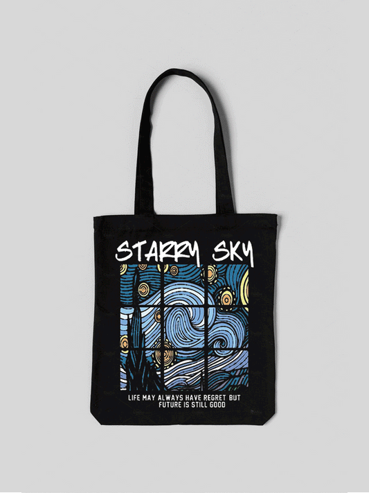 Starry Sky Tote Bag - Black