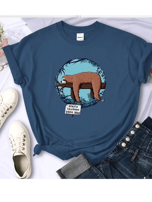 Sleeping Sloth Tshirt - Teal