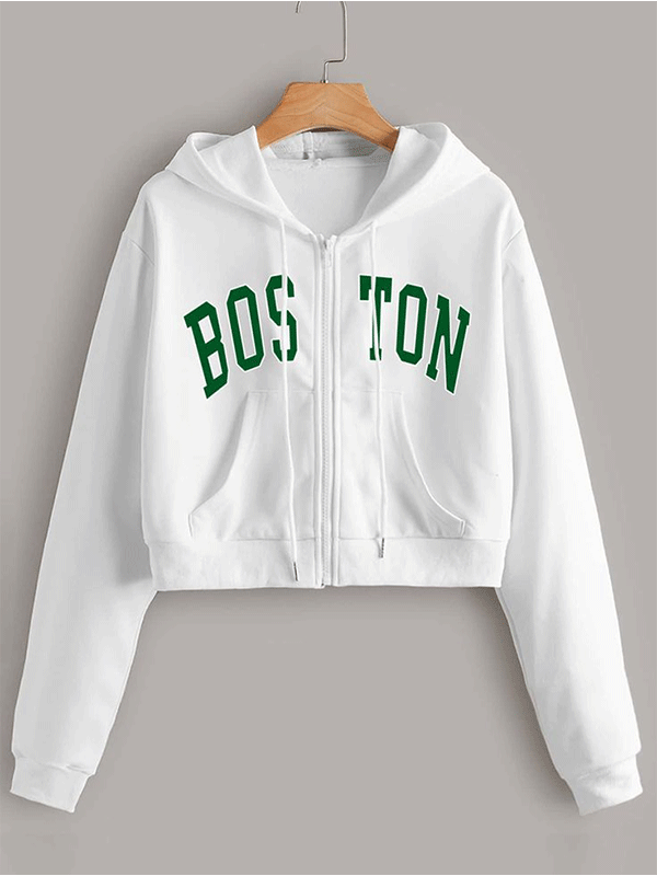 White Boston Crop Zipper