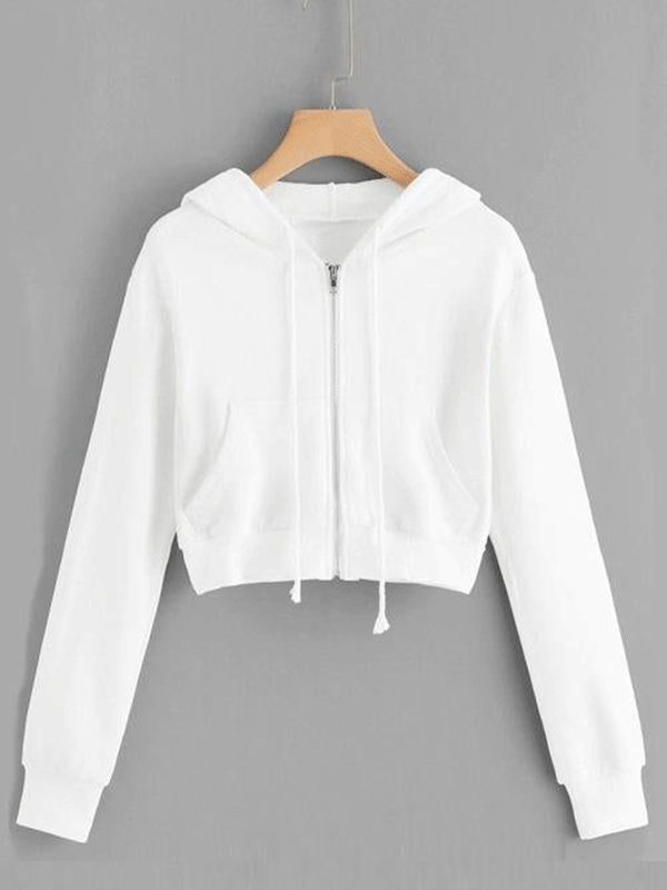 White Crop Zipper