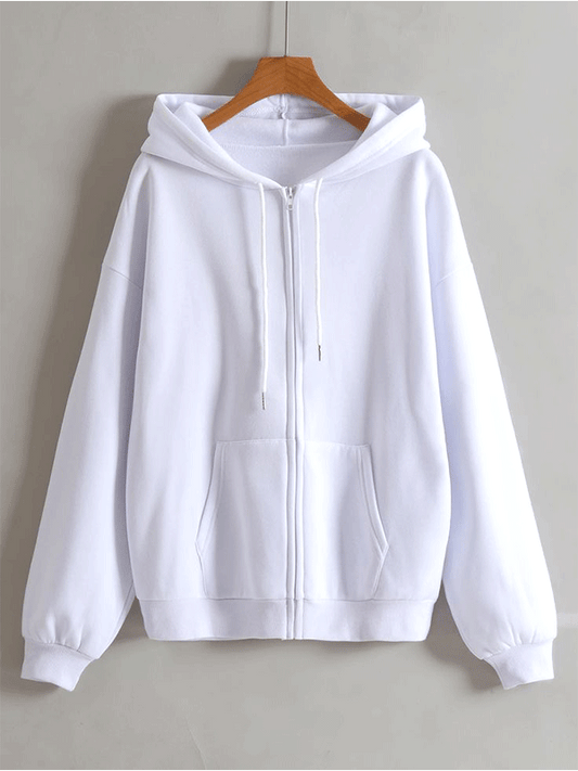 Zipper Hoodie Jacket - White